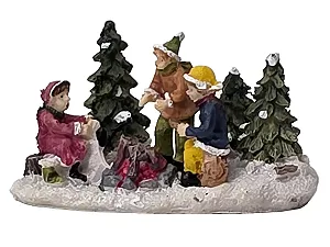 Рождественские миниатюрные фигурки Зимний мир из полимера 10 x 6 см Костер - Фото 1