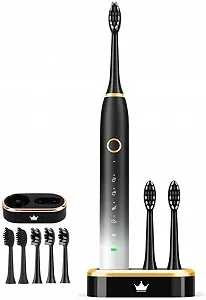 Електрична звукова зубна щітка для дорослих 40 000 VPM з 5 насадками та зарядною станцією 5 режимів - Фото 1