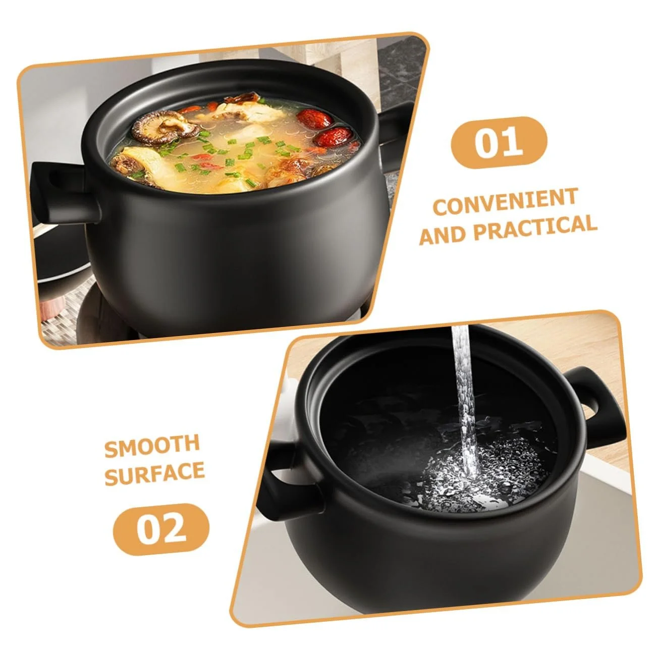 Кастрюля Homoyoyo керамическая 1.8 л жаропрочная для газовой плиты, фото №8