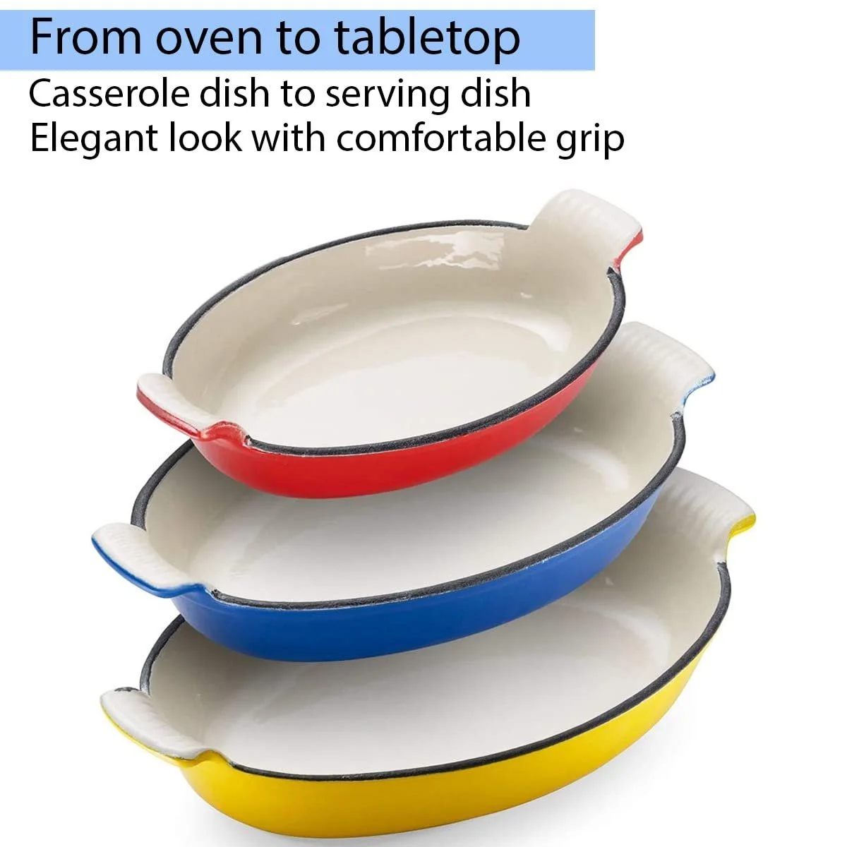 Набір форм для лазаньї Big Smoke's із 3 шт. емальований чавун жовтий, синій та червоний, фото №4