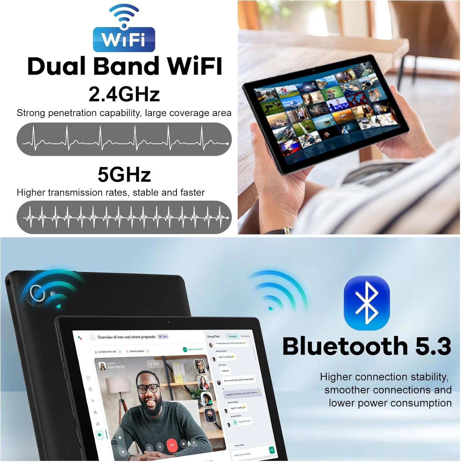 Планшет 10.1" Full HD Whitedeer KT1016 3+5/64 ГБ 5G 8 ядер Android 14 5000 mAh Черный, фото №3 Планшет 10.1" Full HD Whitedeer KT1016 3+5/64 ГБ 5G 8 ядер Android 14 5000 mAh Черный, фото №3