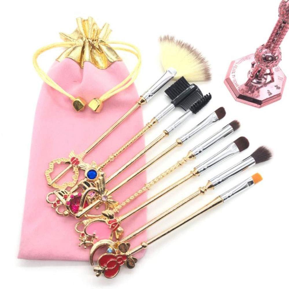 Набір кистей для макіяжу LXWLXDF Sailor Moon 8 шт, Gold/Rose Gold Cardcaptor Cherry Blossom з рожевою сумкою, фото №3