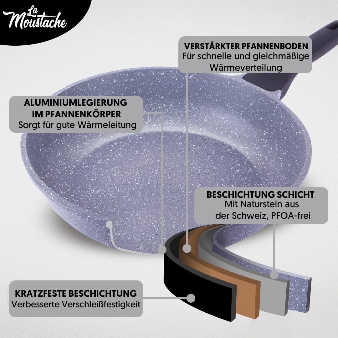 Набір La Moustache Pierre Сковорідки 20/24/28 см Чавунний алюміній Антипригарне покриття, фото №5
