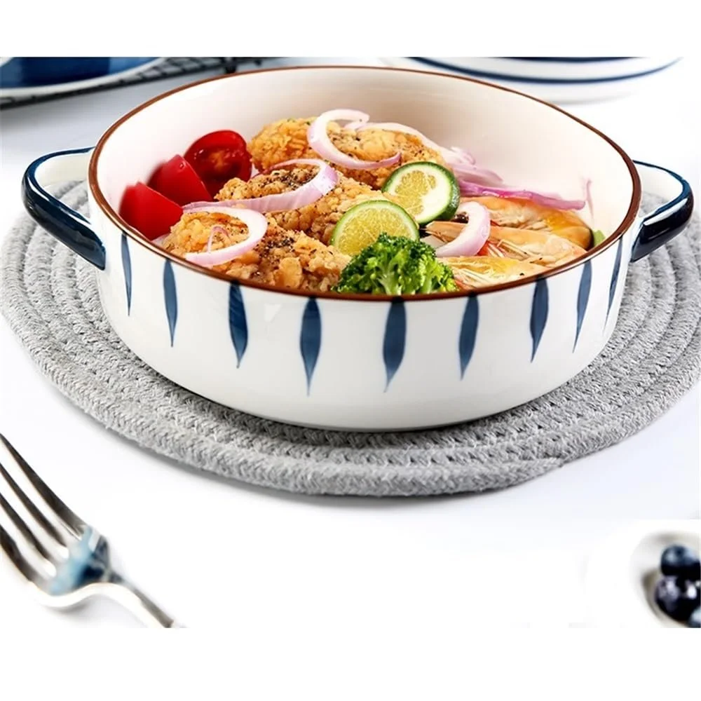 Форма для запікання Керамічна кругла з подвійними ручками 25,5 x 25,5 x 6 см, фото №3 Форма для запікання Керамічна кругла з подвійними ручками 25,5 x 25,5 x 6 см, фото №3