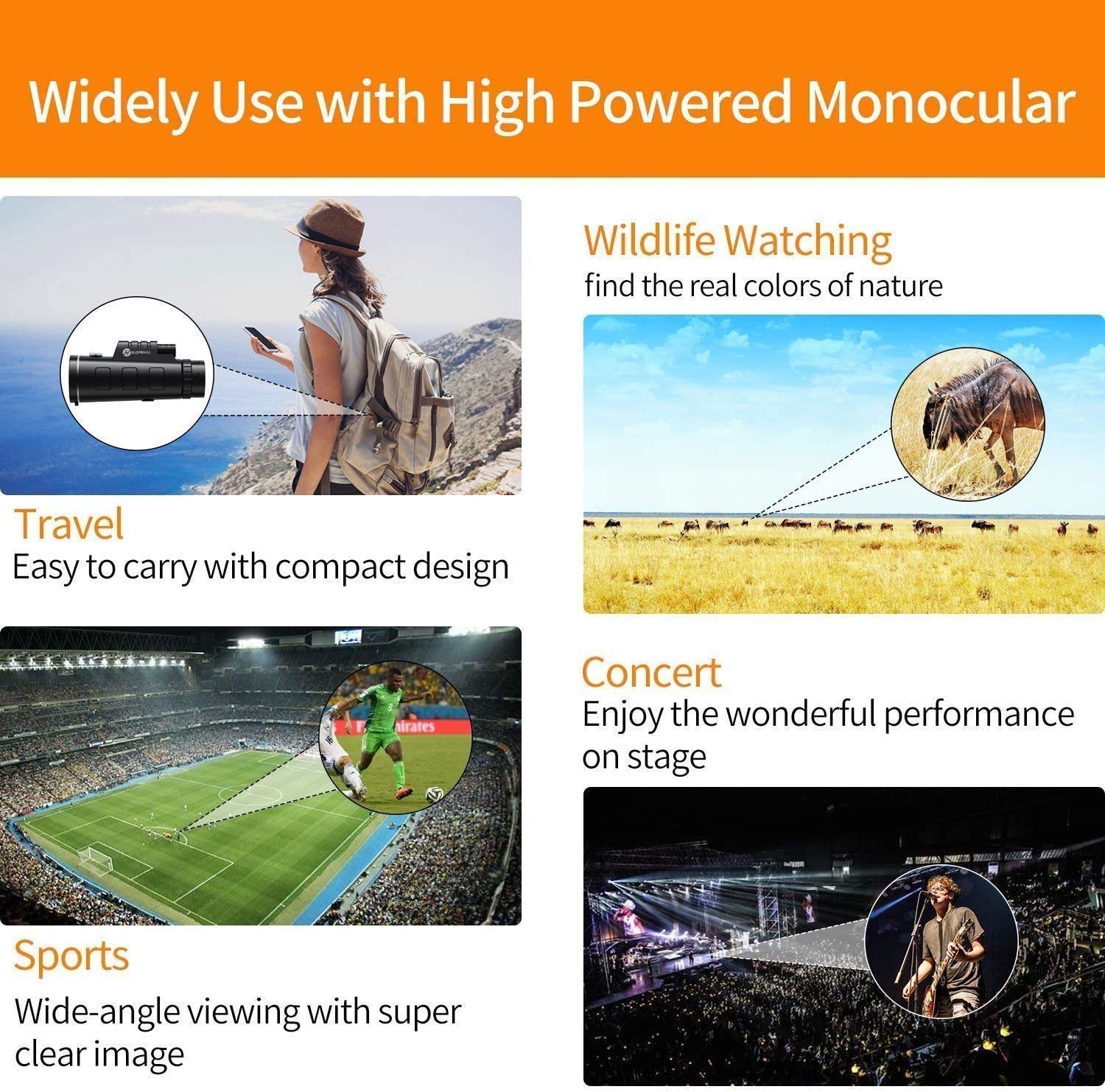 Монокуляр NCRD Compatible 50 x 60 High Performance для спостереження за птахами для дорослих з тримачем для смартфона для полювання на диких тварин кемпінгу подорожей, фото №6