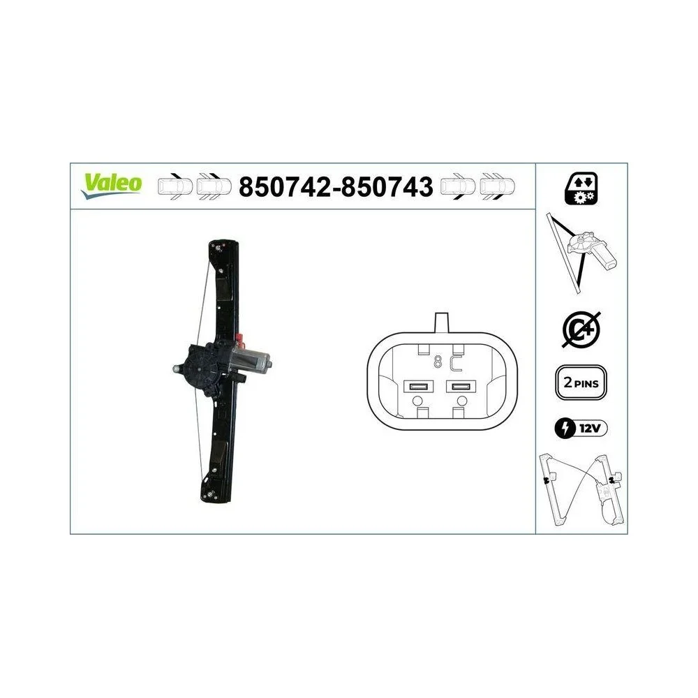 Склопідйомник VALEO 850742 для FIAT ABARTH, передній лівий, фото №1