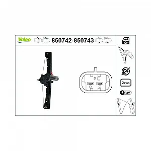 Склопідйомник VALEO 850742 для FIAT ABARTH, передній лівий - Фото 1