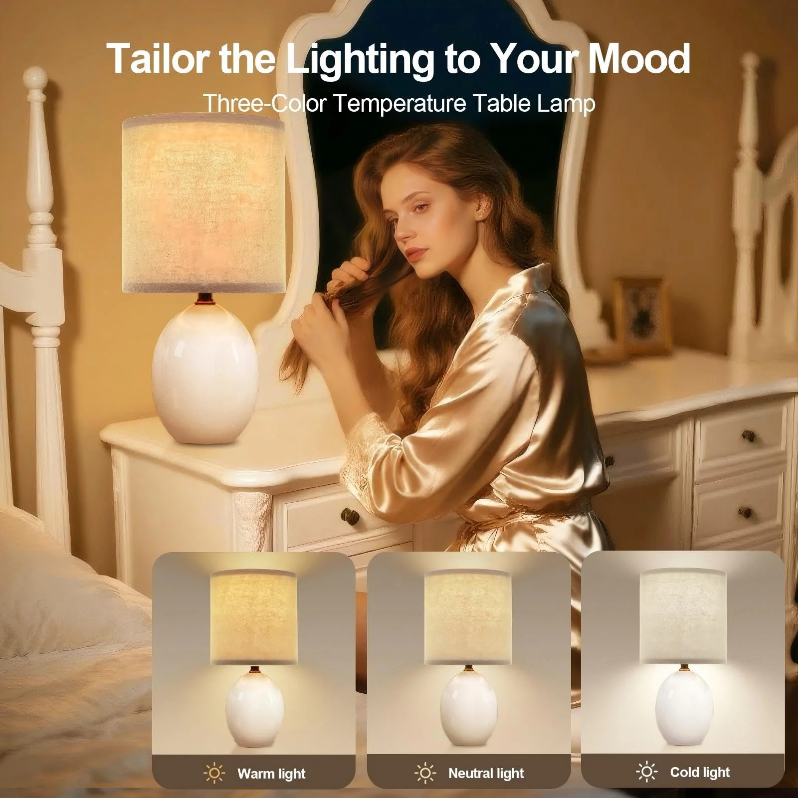 Настольная лампа Dawnwake Комплект из 2 шт. Керамическая 44 см E26 Белая, фото №2