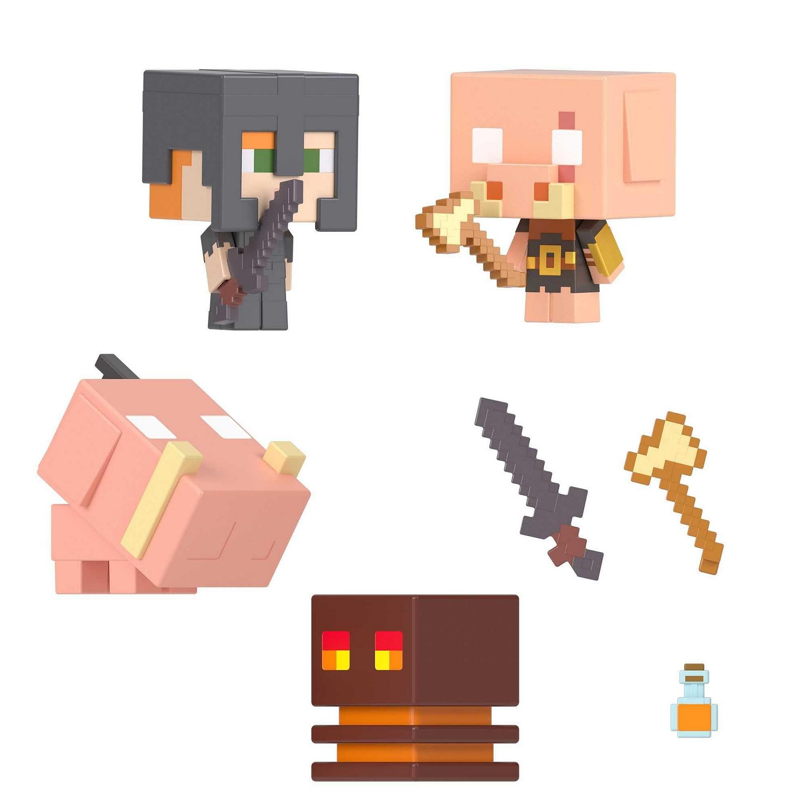 Набор фигурок Minecraft Netherstory Pack - Mob Head Mini Set с 4 фигурками и аксессуарами, фото №3