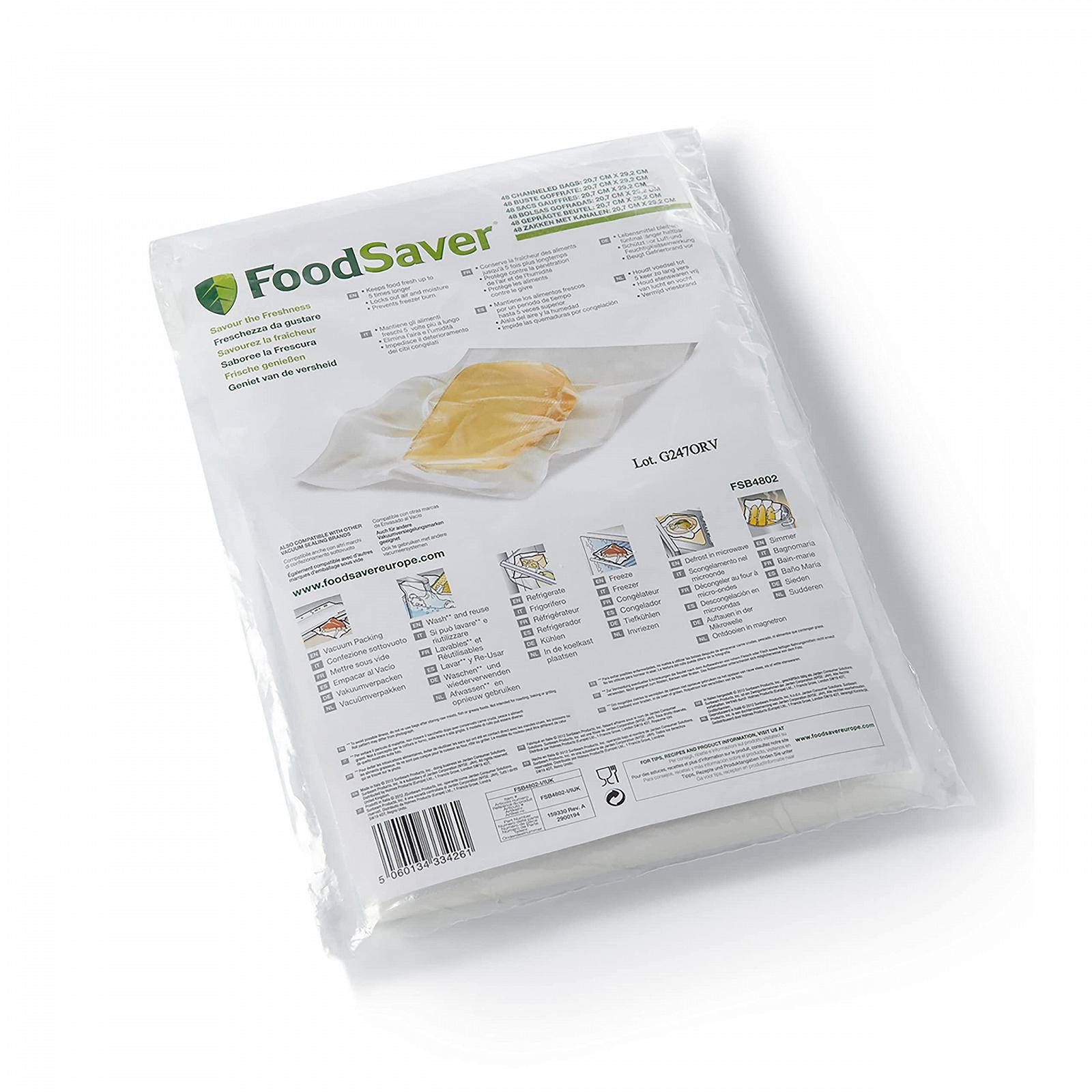 Вакуумний пакувальник Foodsaver FFS005X з інтегрованим зберіганням рулонів і вакуумні пакети FSB4802-I, 48 шт, 20.7 x 29.2 см, фото №5