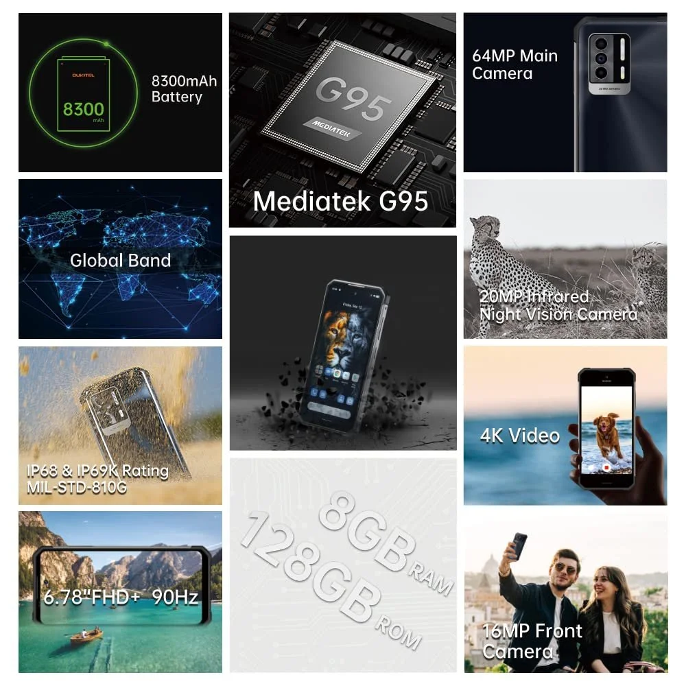 Смартфон OUKITEL WP17 8GB 128GB 6.78 дюйма FHD+ 8300 мАг 4G NFC Black, фото №1 Смартфон OUKITEL WP17 8GB 128GB 6.78 дюйма FHD+ 8300 мАг 4G NFC Black, фото №1