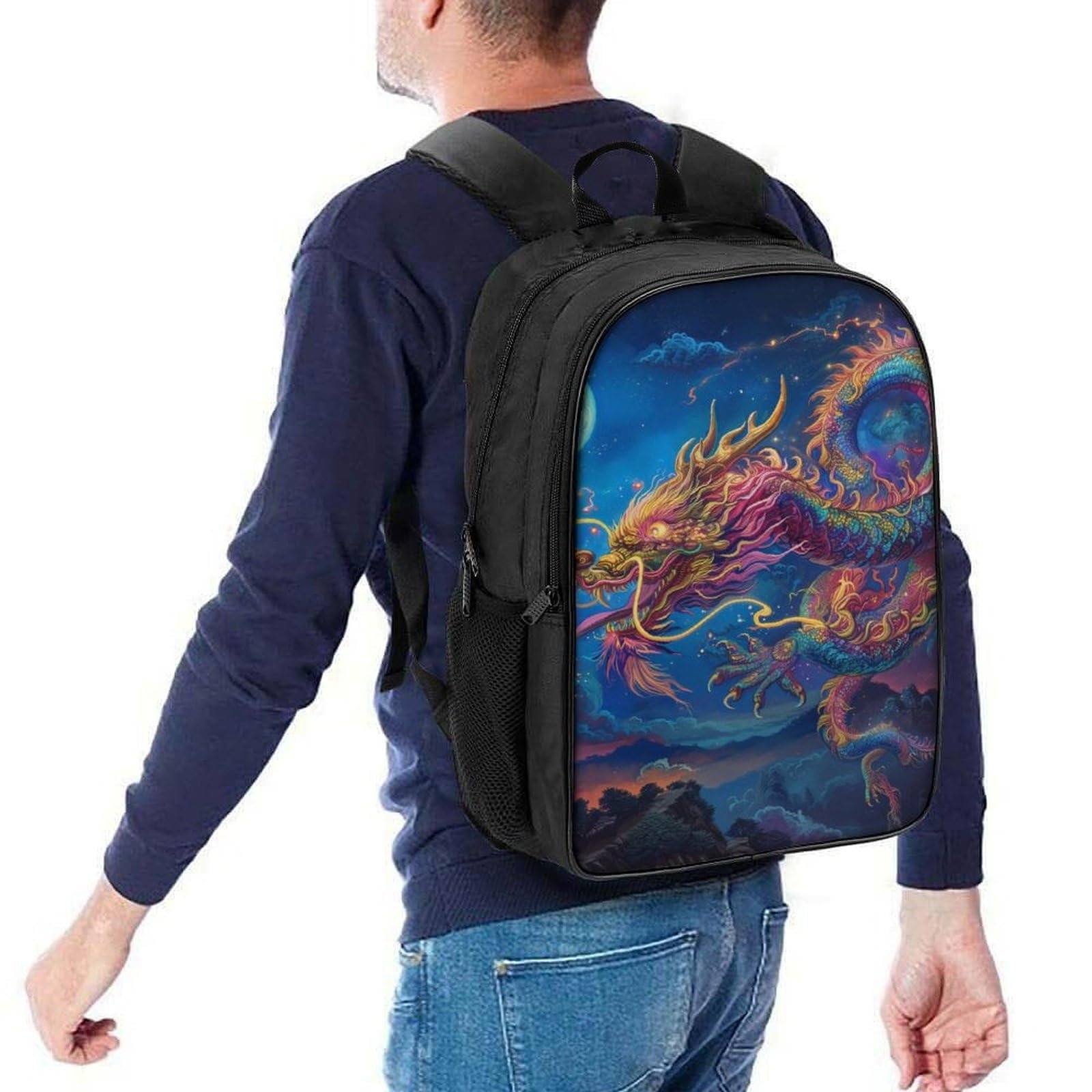 Шкільний рюкзак DPEOANEBN Dragon для хлопчиків і дівчаток-підлітків, водонепроникний, для жінок і чоловіків, шкільна сумка, рюкзак для ноутбука 40x28x16 см, фото №5