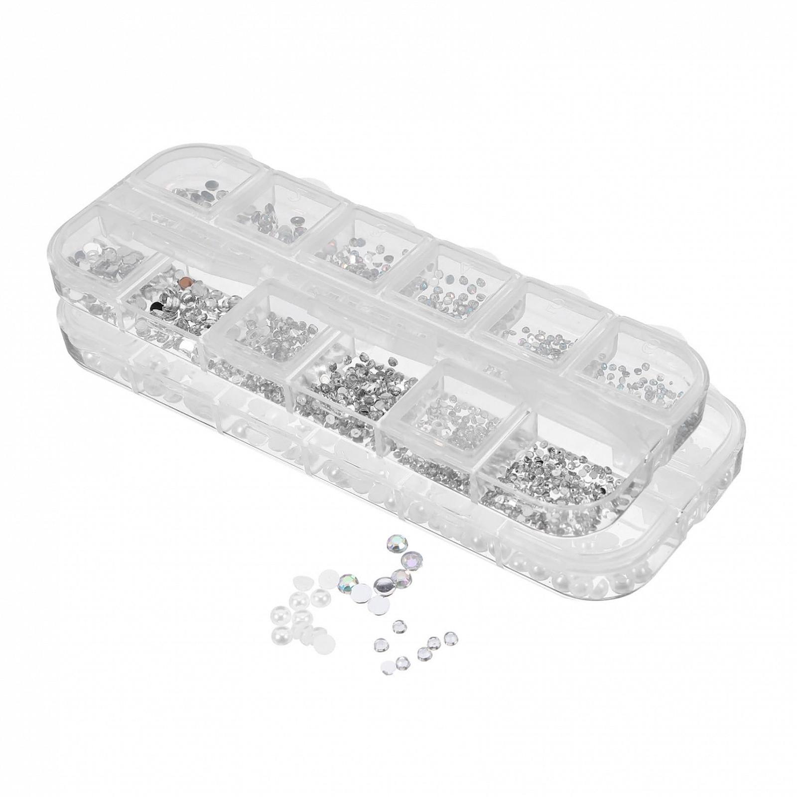 Набор для ногтей Mikinona, 2 коробки, блестящие драгоценные камни, бусины, полубусины, украшения для ногтей, подвески, наклейки, акрил, фото №1