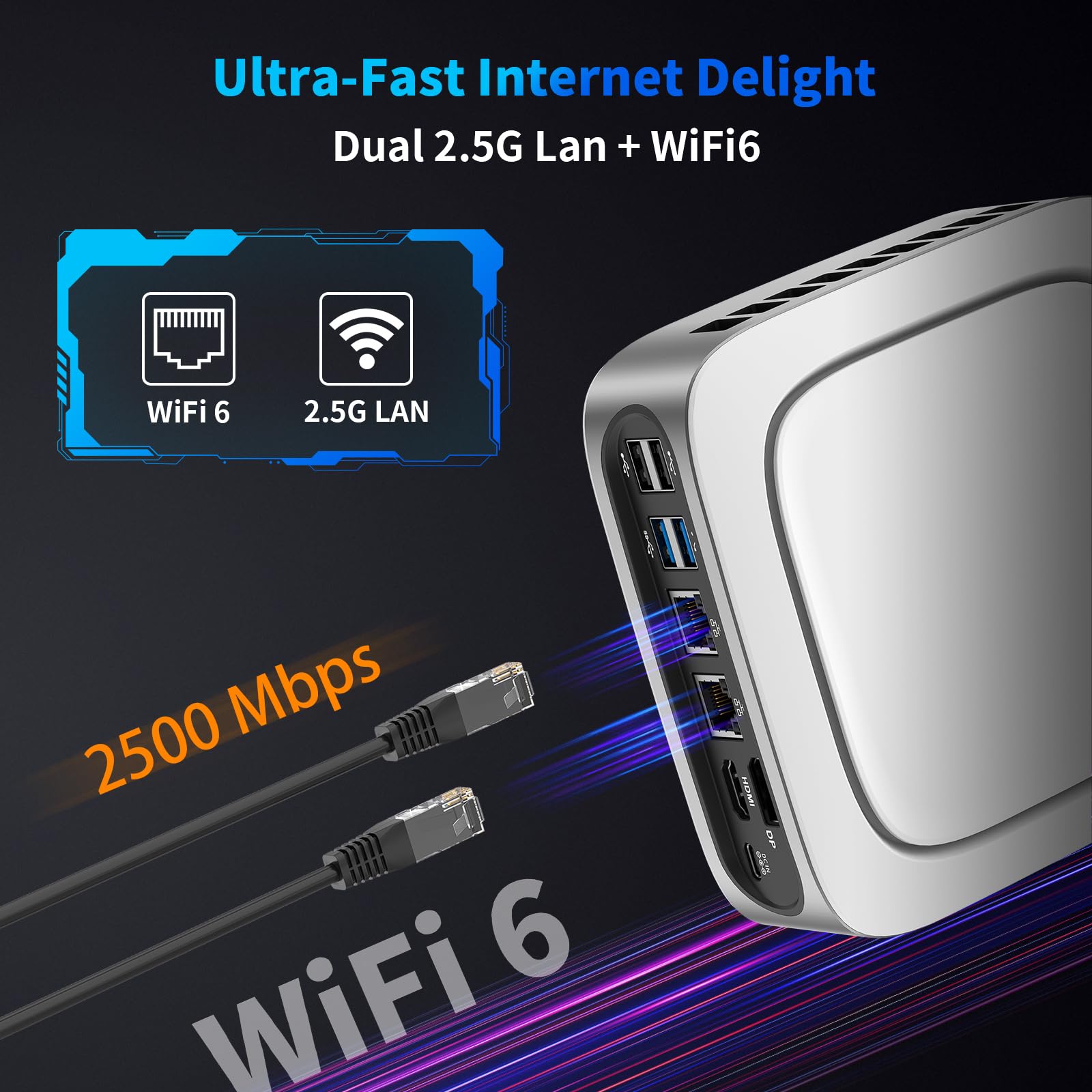 AWOW Міні ПК i9-11900H 32GB 1TB WiFi 6 BT 5.2 4K Type-C Dual 2.5G LAN, фото №6 AWOW Міні ПК i9-11900H 32GB 1TB WiFi 6 BT 5.2 4K Type-C Dual 2.5G LAN, фото №6