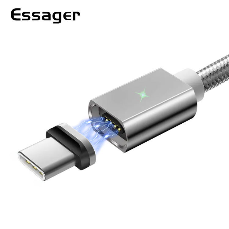 Магнитный кабель серый ESSAGER USB Type-C 2 метра, фото №1