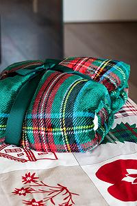 Покривало Daunex Tartan Шотландська клітка Зелений ефект овчини - 240 x 200 см - Фото 1