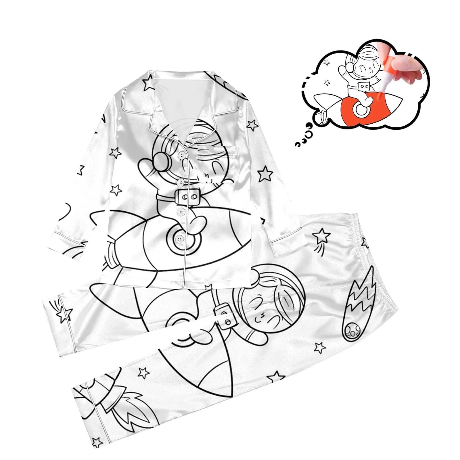 Детская пижама для раскрашивания Мультяшный принт Комплект Домашняя одежда, фото №2
