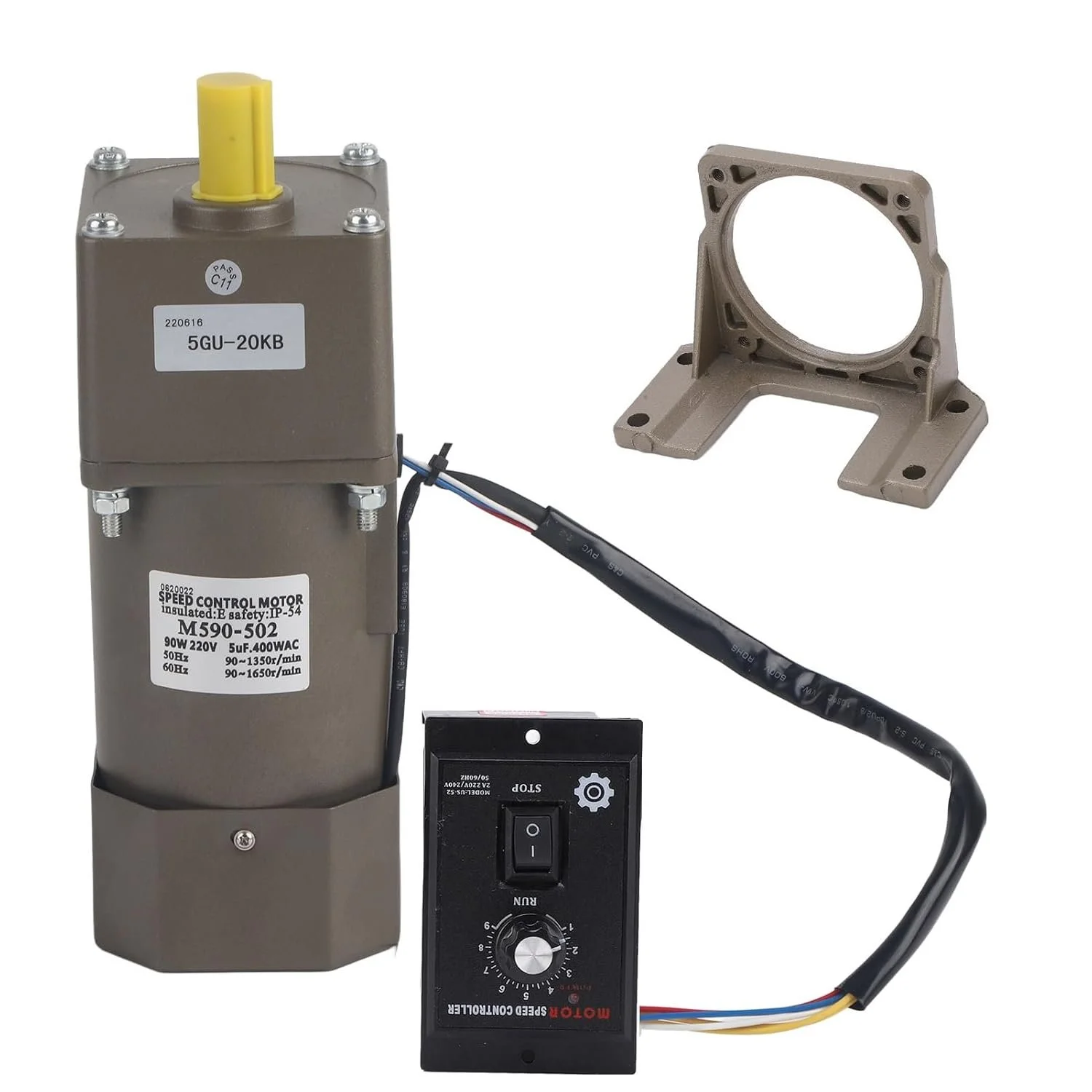 Электрический редукторный двигатель Yanmis M590-502 / 90 Вт / 4 полюса / Однофазный / Зеленый, фото №1