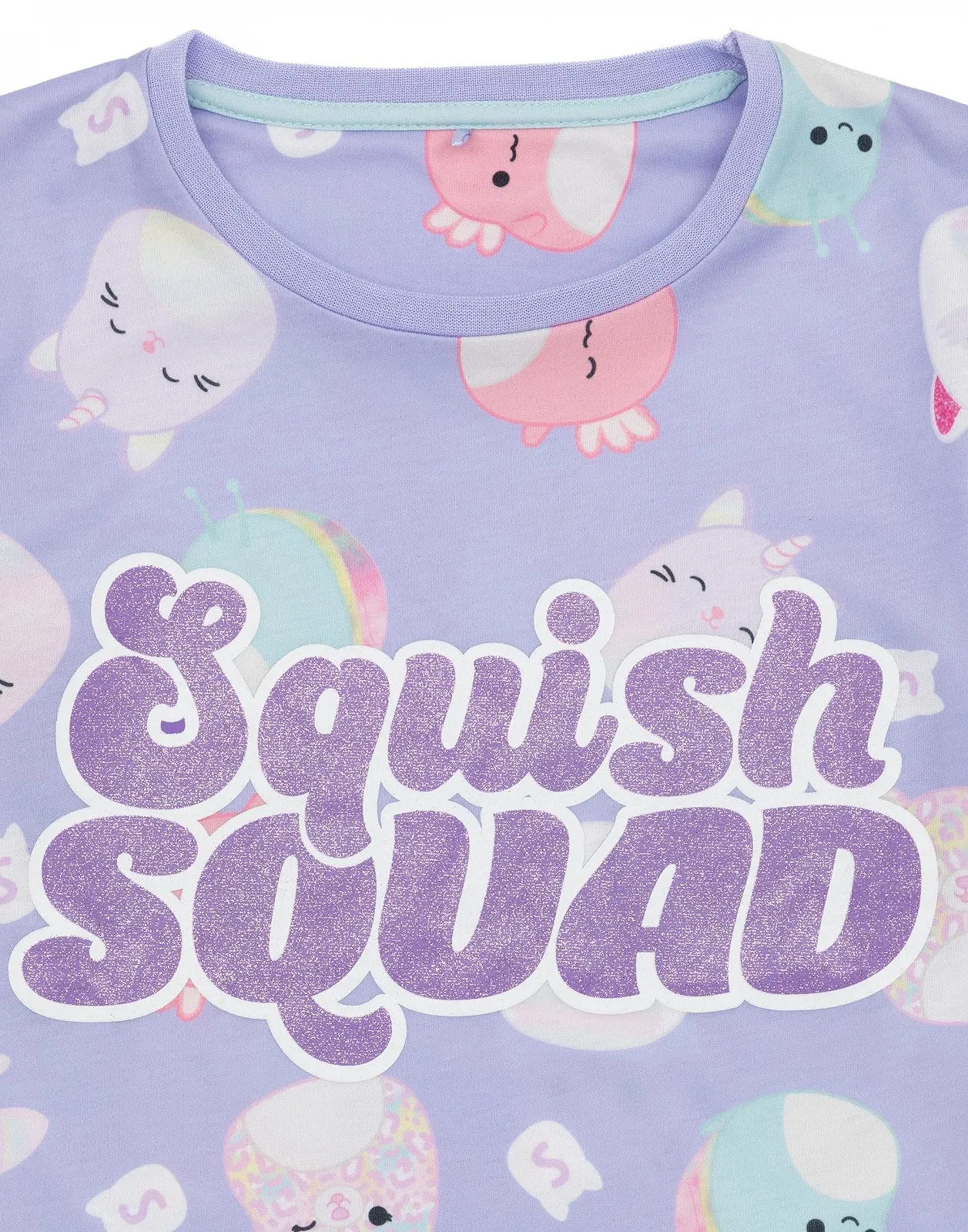 Пижама Squishmallows для девочек Фиолетовый (Верх с короткими рукавами, длинные штаны), фото №3 Пижама Squishmallows для девочек Фиолетовый (Верх с короткими рукавами, длинные штаны), фото №3