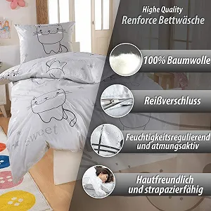 Постільна білизна Dreamhome 100% бавовна Кіт Renforcé 135 x 200 см наволочка 80 x 80 см на блискавці synthetic.ua - Фото 1