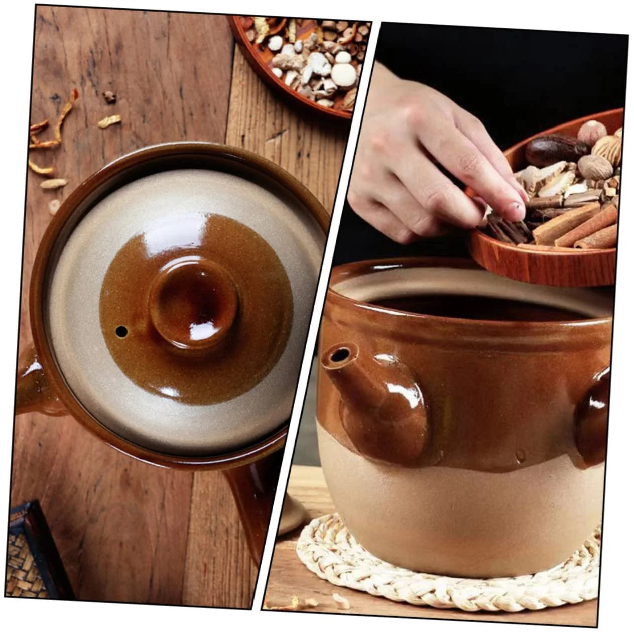 Глиняный горшок Sosoport традиционный китайский для трав термостойкий для газовых плит, фото №3