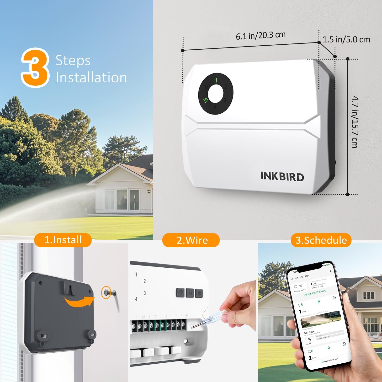 Контроллер, таймер системы полива Inkbird IIC-400 WiFi 4 зоны, фото №9