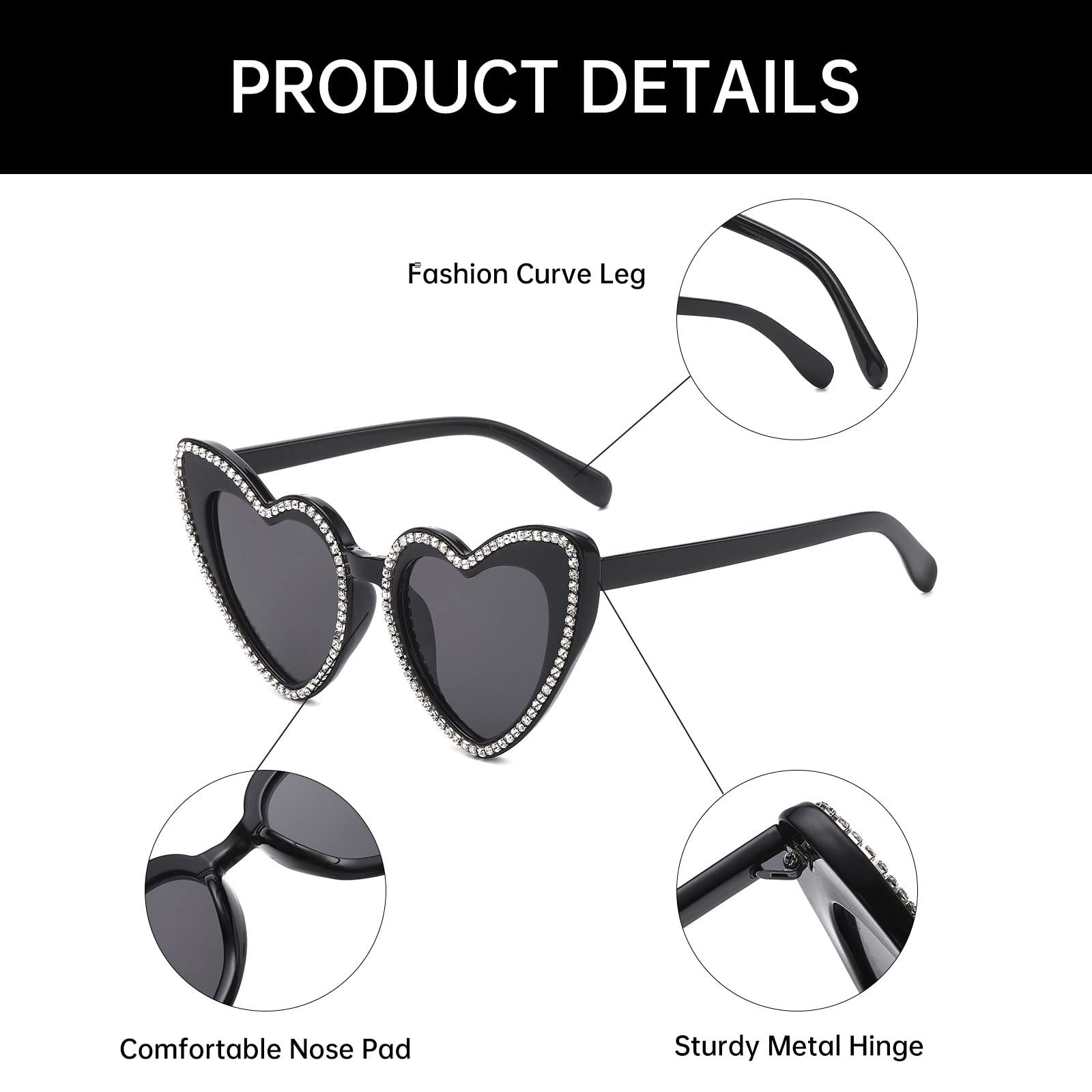 Сонцезахисні окуляри YAMEIZE Серце з камінням, фото №6