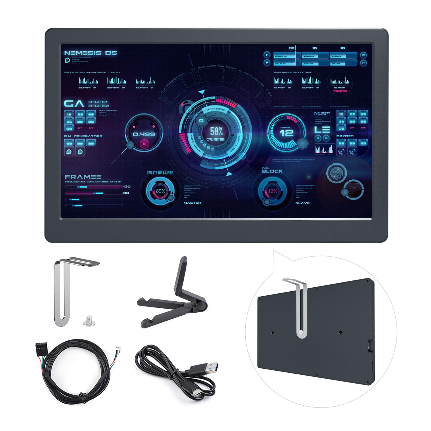 Монитор Waveshare IPS 7 дюймов 1024x600 USB Черный, фото №1