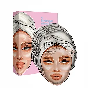 Маска для лица Sisters & Me Гидрогелевая маска 5 шт., Набор для ухода за кожей, Увлажняющая маска для ровного цвета лица с гиалуроновой сывороткой, Q10, Алоэ Вера, Набор масок для лица с высокой дозой, Веганская - Фото 1