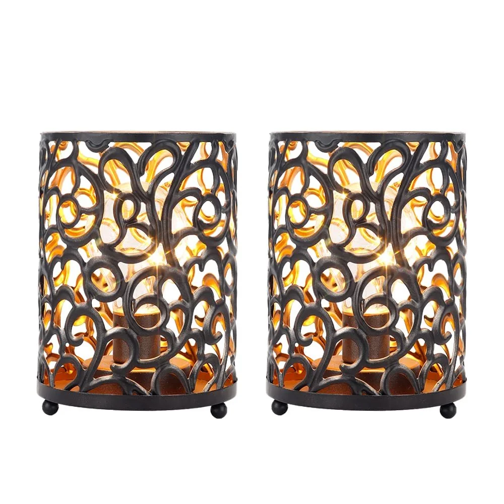 Настільна лампа JHY DESIGN Vintage 16 см Таймер 6 годин Металева Чорна (2 шт), фото №7