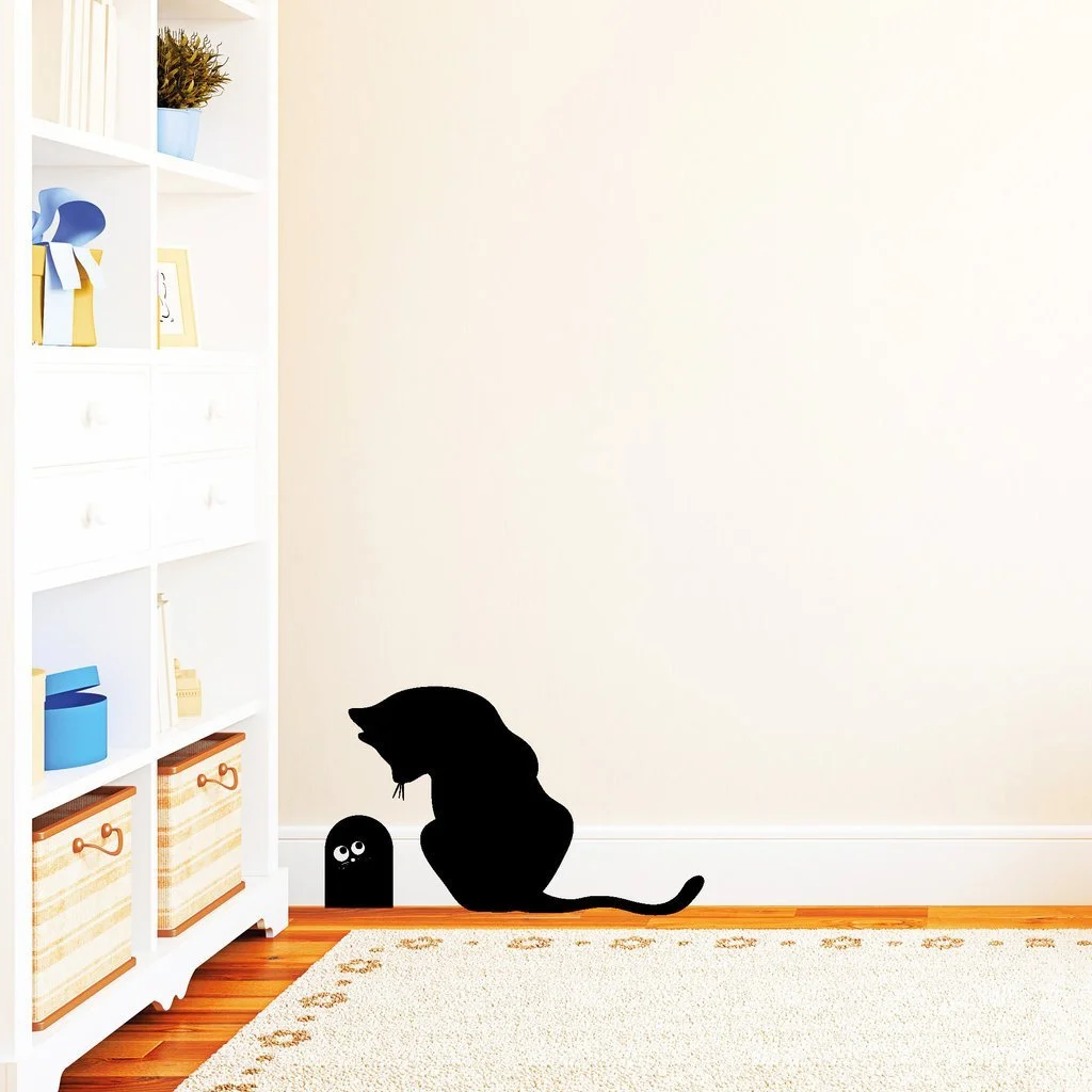 Наклейка на стену Wall Sticker Loft Cat with Mouse Hole 30 цветов 2 размера, фото №4