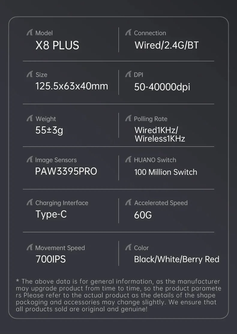 Миша Attack Shark X8 Pro PAW3395Pro 40000DPI 700IPS 60G 1000Hz Black, фото №15