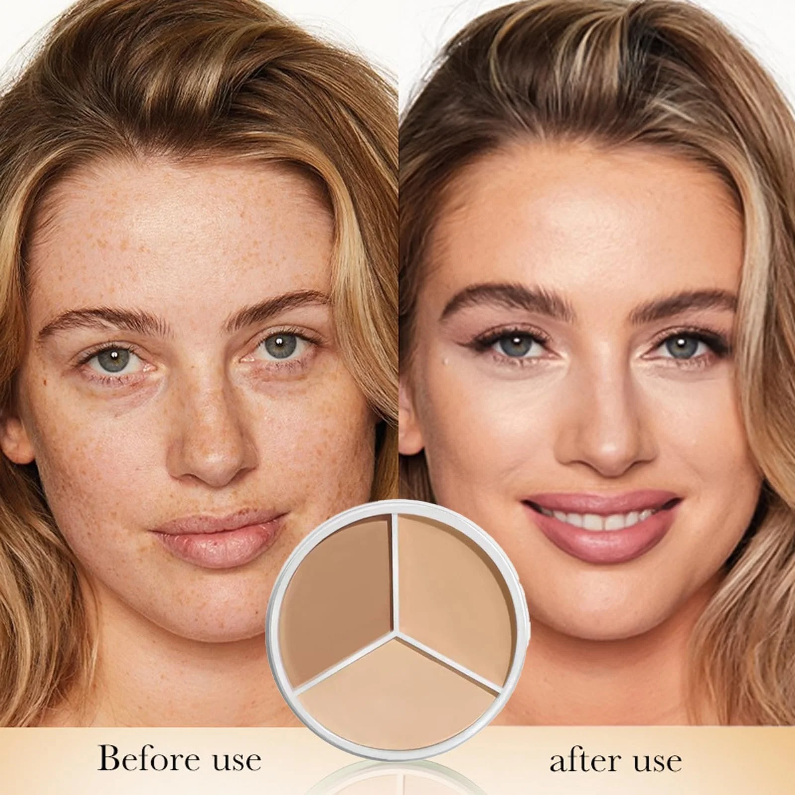 Палетка консилеров 3 цвета, корректирующий консилер 3 в 1 для макияжа, чтобы скрыть тени и пятна, корректирует и маскирует темные круги и пятна, с кистью, фото №2