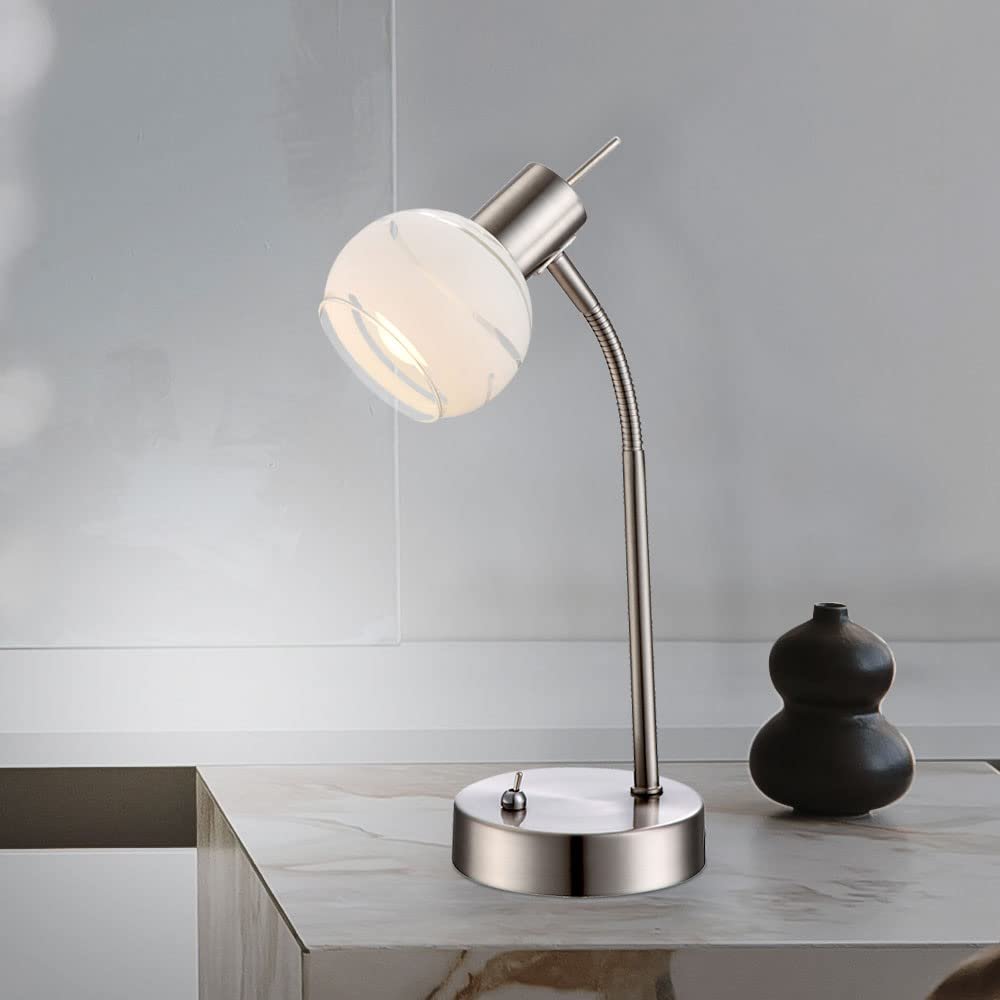 Настольная лампа LED гибкая никель матовый стекло 5 Вт 320 лм теплый белый 22 x 22 x 34 см, фото №3