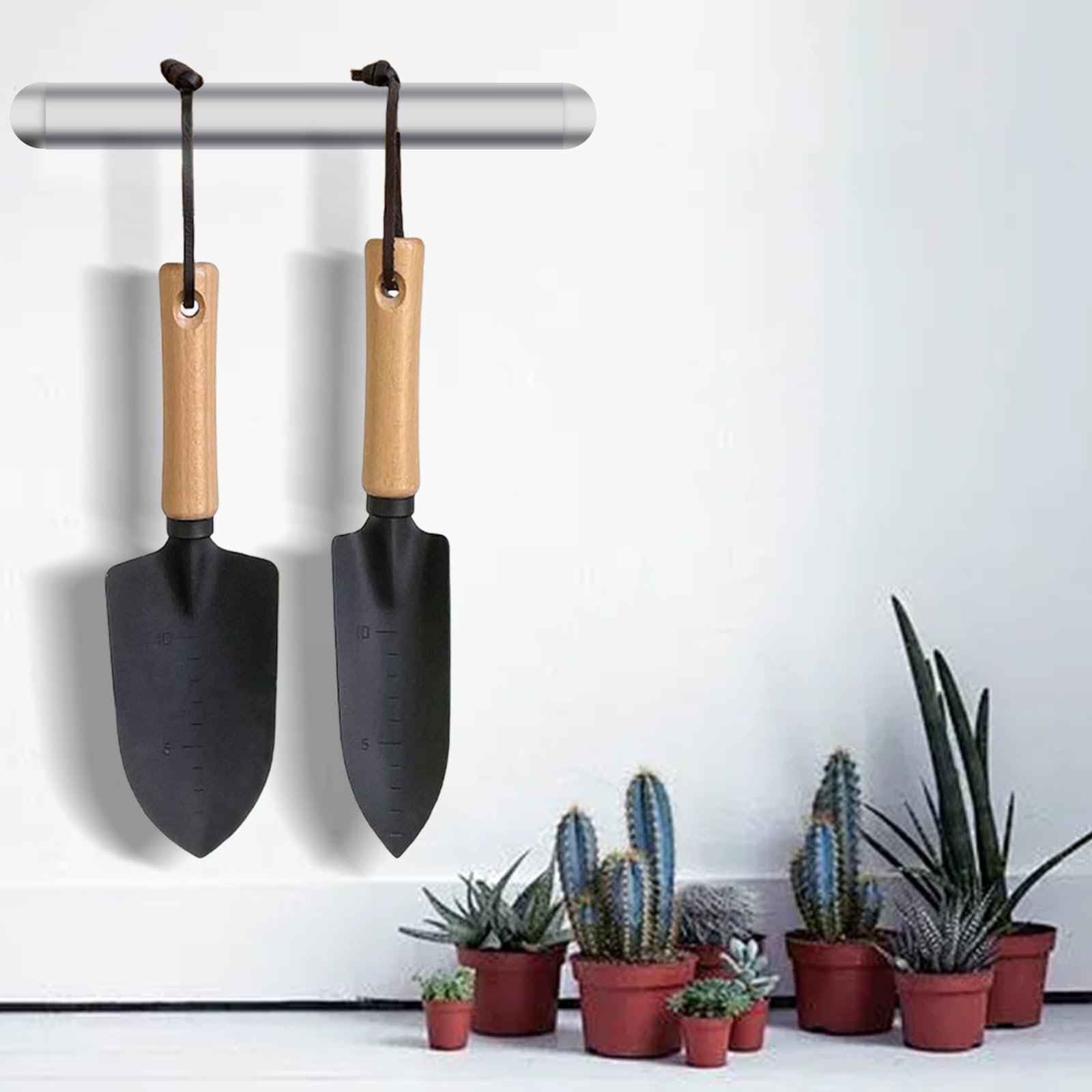 Лопата совковая садовый JIIJCAAC 2 шт. Многофункциональный Лопата совковая и широкая лопатка с деревянной ручкой для садоводства и кемпинга, фото №5