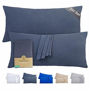 Наволочка Terra Beds 40 x 80 см (набор из 2), хлопковый трикотаж, 160 г/м

, Oeko-Tex certified, антрацитовый серый - Фото 1