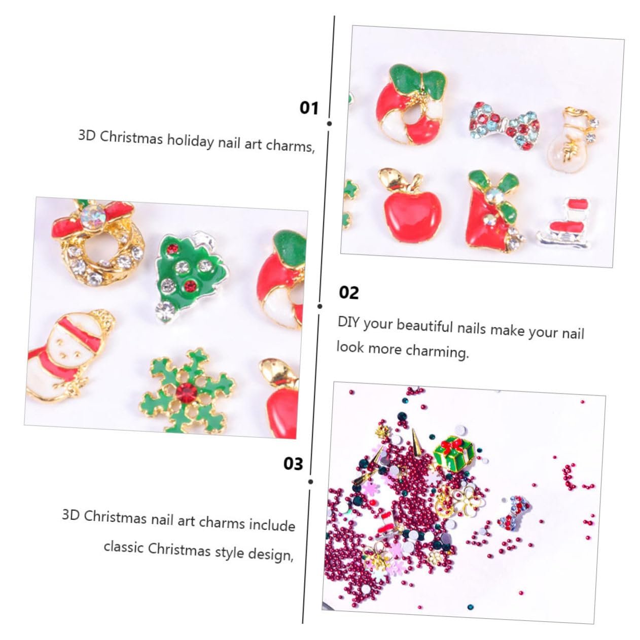 Прикраса для нігтів Ялинка Сніжинки 4 шт, фото №5