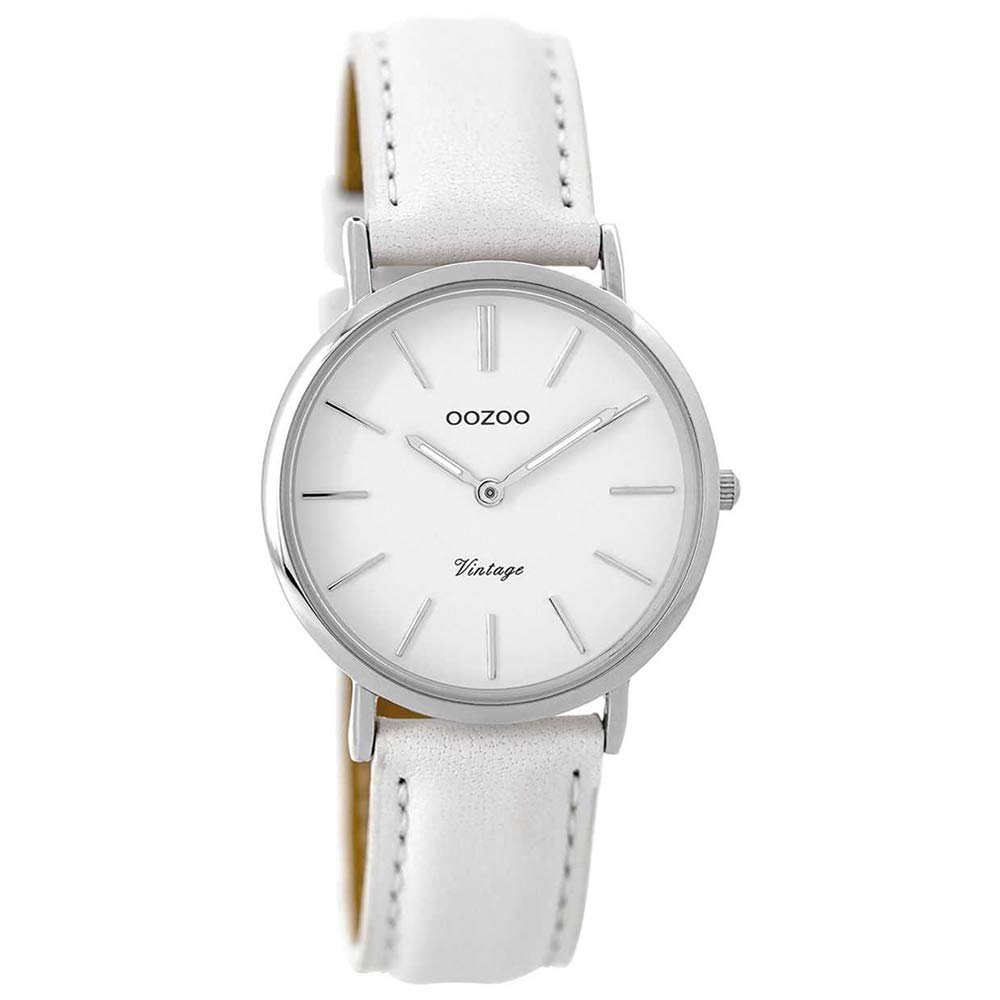 Женские часы Oozoo Vintage Кожаный ремешок 32 мм Белый C9313, серебристый / белый, Ремешок., фото №1 Женские часы Oozoo Vintage Кожаный ремешок 32 мм Белый C9313, серебристый / белый, Ремешок., фото №1