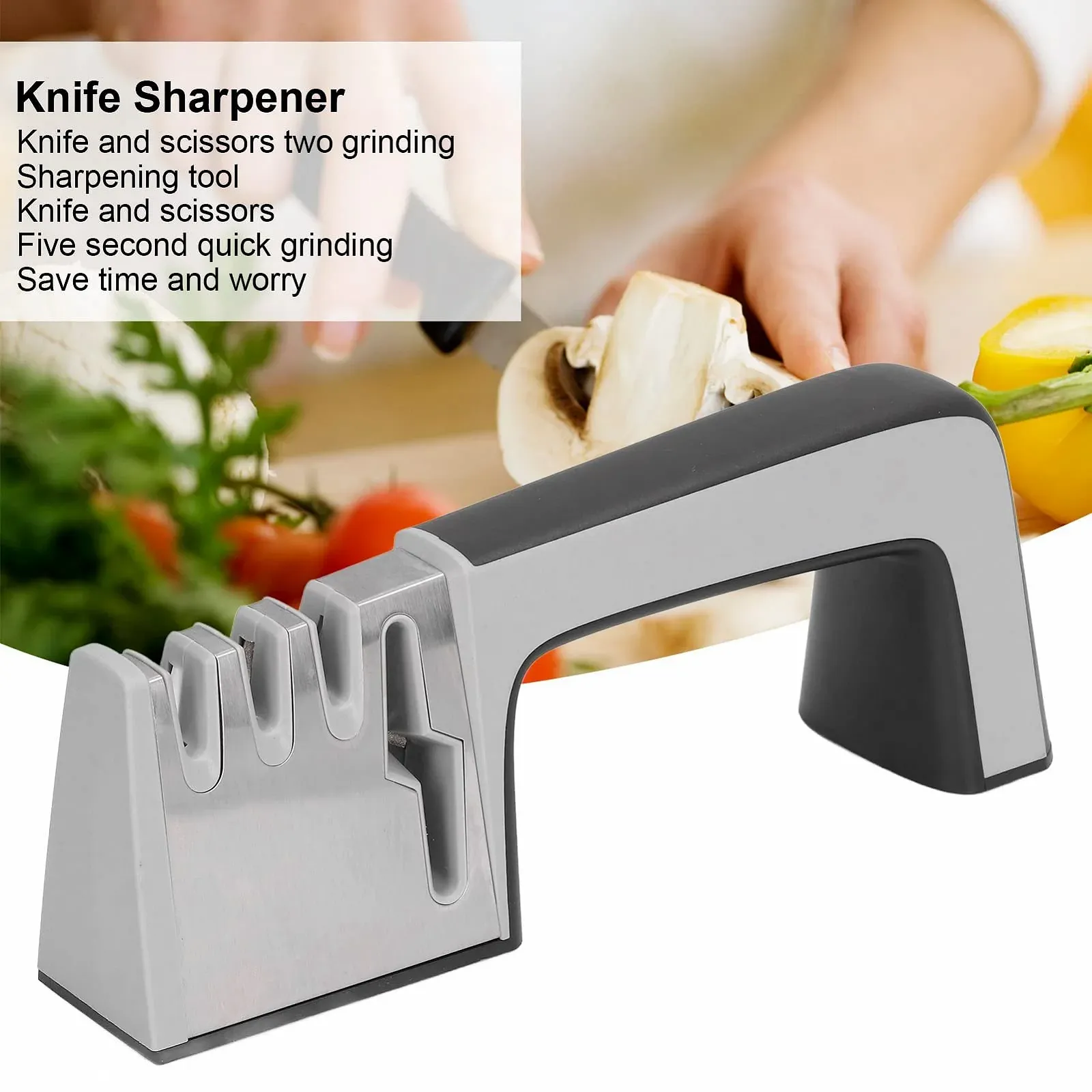 Ручная точилка для ножей и ножниц 4-в-1 Нержавеющая сталь Керамика 9.1 x 3.5 дюйма, фото №8