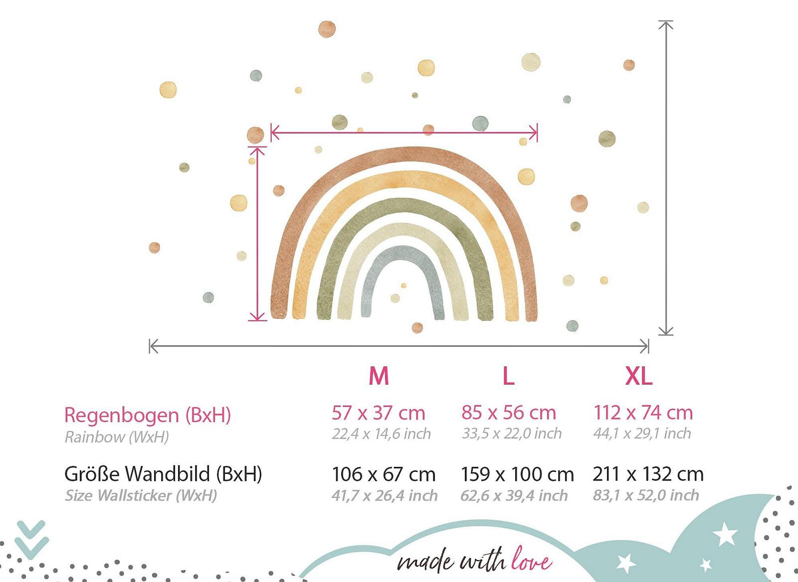 Наклейка на стену Little Deco DL5004 XL Радуга с точками Зеленый Желтый Синий, фото №3