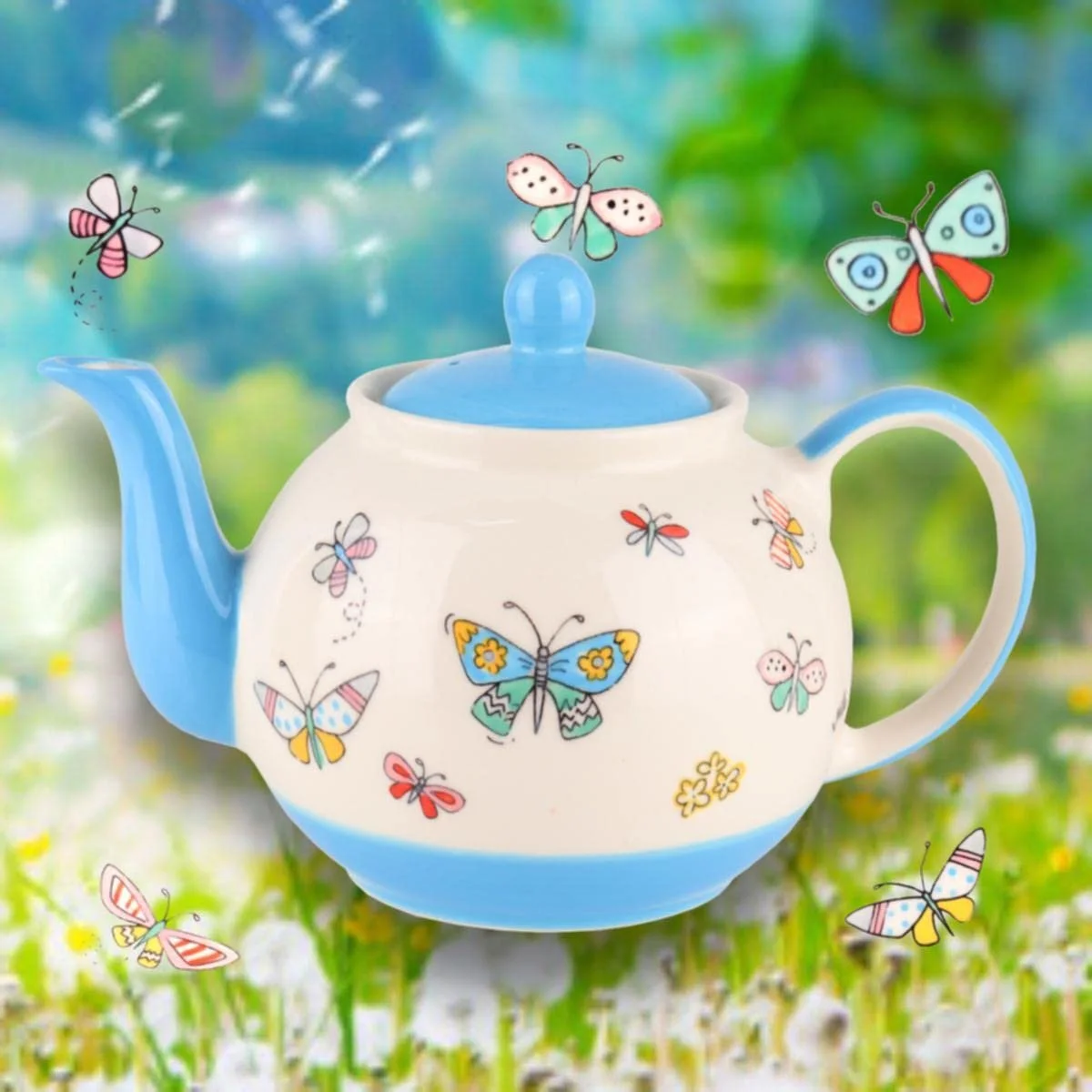 Чайник-заварник керамічний Mila Summer Beauty 1.2 літра з метеликами, фото №5