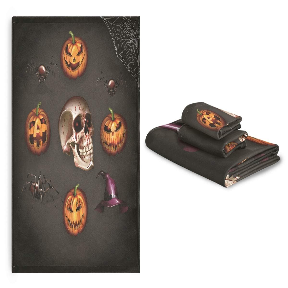 Набір рушників BEUSS Halloween Schädel Spinne 100% бавовна 3 шт. поглинаючі стійкі до запахів, фото №7