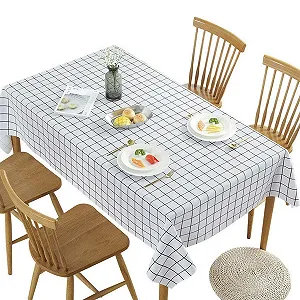 Скатертини (2 шт.) прямокутні PVC 137 x 180 см White Checked Напівпрозорі Вінілові - Фото 1