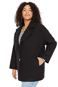 Пальто TRENDYOL Прямое Длинный рукав Обычный Plus Size synthetic.ua - Фото 1