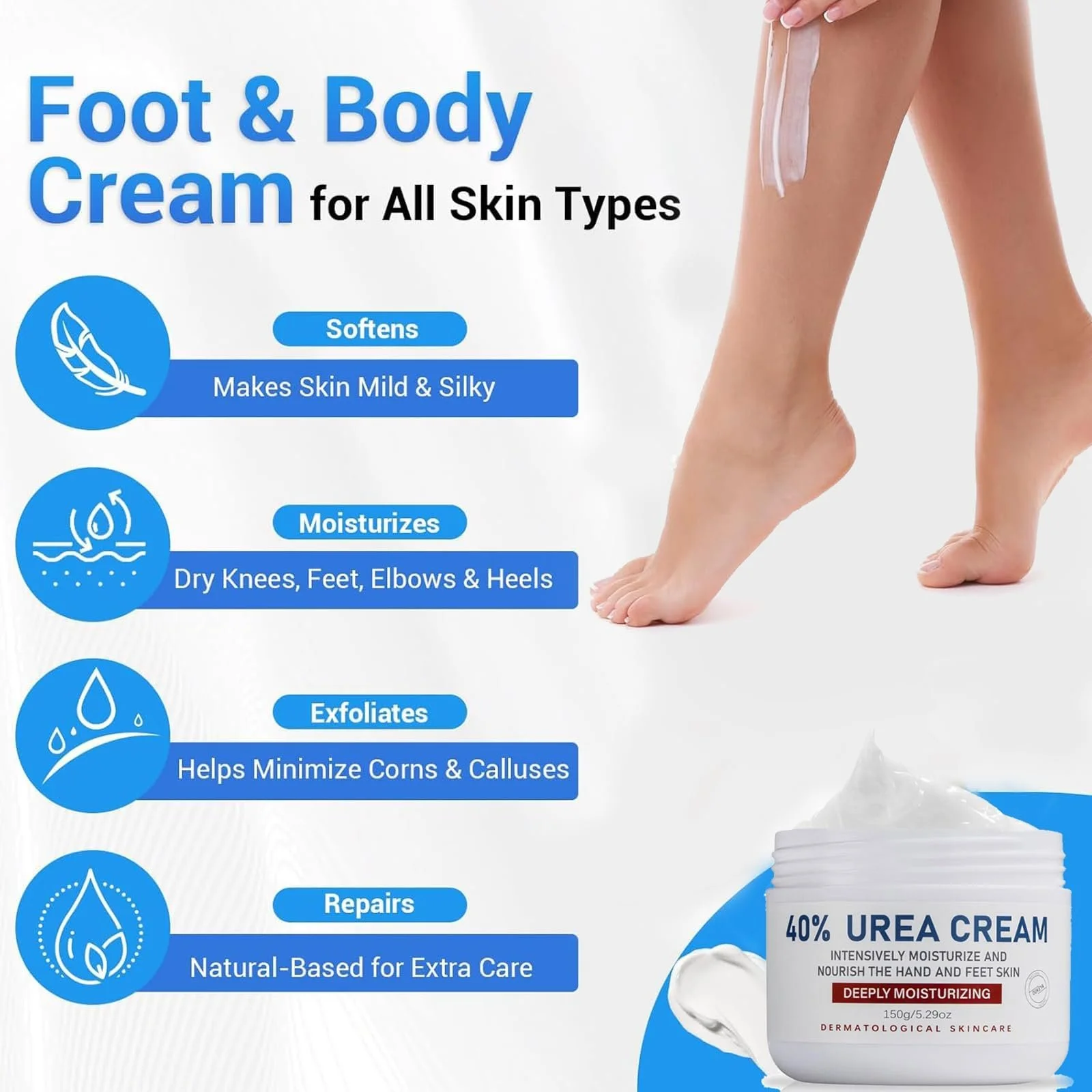 Крем для ног с мочевиной 40% и гиалуроновой кислотой 150 г, фото №4