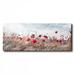 Картина на полотні Маки Поле маків 60 x 150 см Червоний - Фото 1