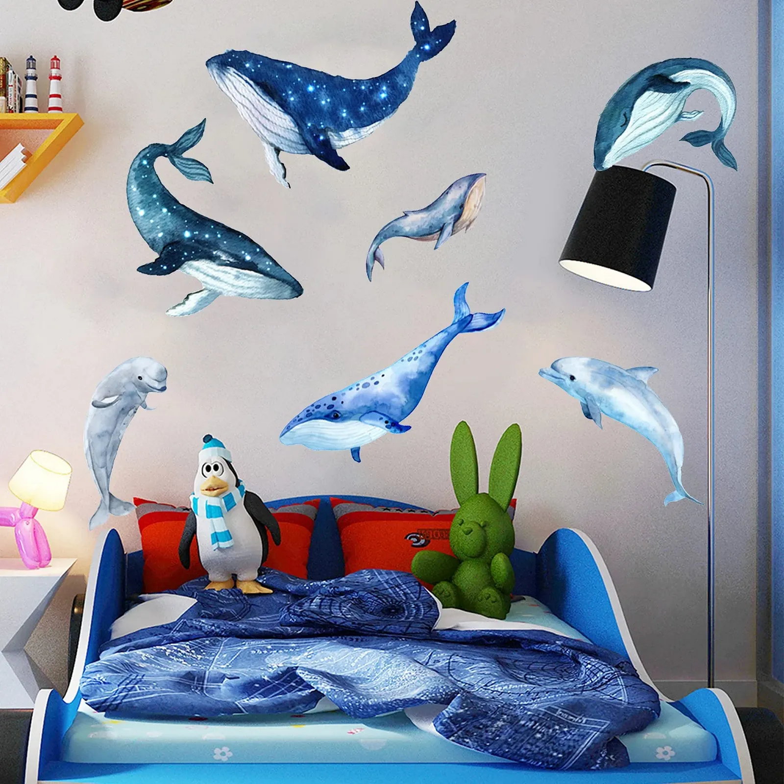 Наклейки на стіну Hanlongyu Гігантські Синій кит 5 наборів та Стрибучий дельфін 2 набори, фото №4 Наклейки на стіну Hanlongyu Гігантські Синій кит 5 наборів та Стрибучий дельфін 2 набори, фото №4