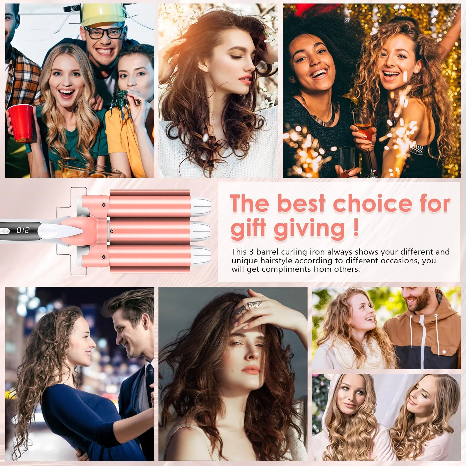Потрійна плойка Curling Iron 3 Barrels 32 mm Wave Iron Керамічне покриття LCD дисплей, фото №7 Потрійна плойка Curling Iron 3 Barrels 32 mm Wave Iron Керамічне покриття LCD дисплей, фото №7