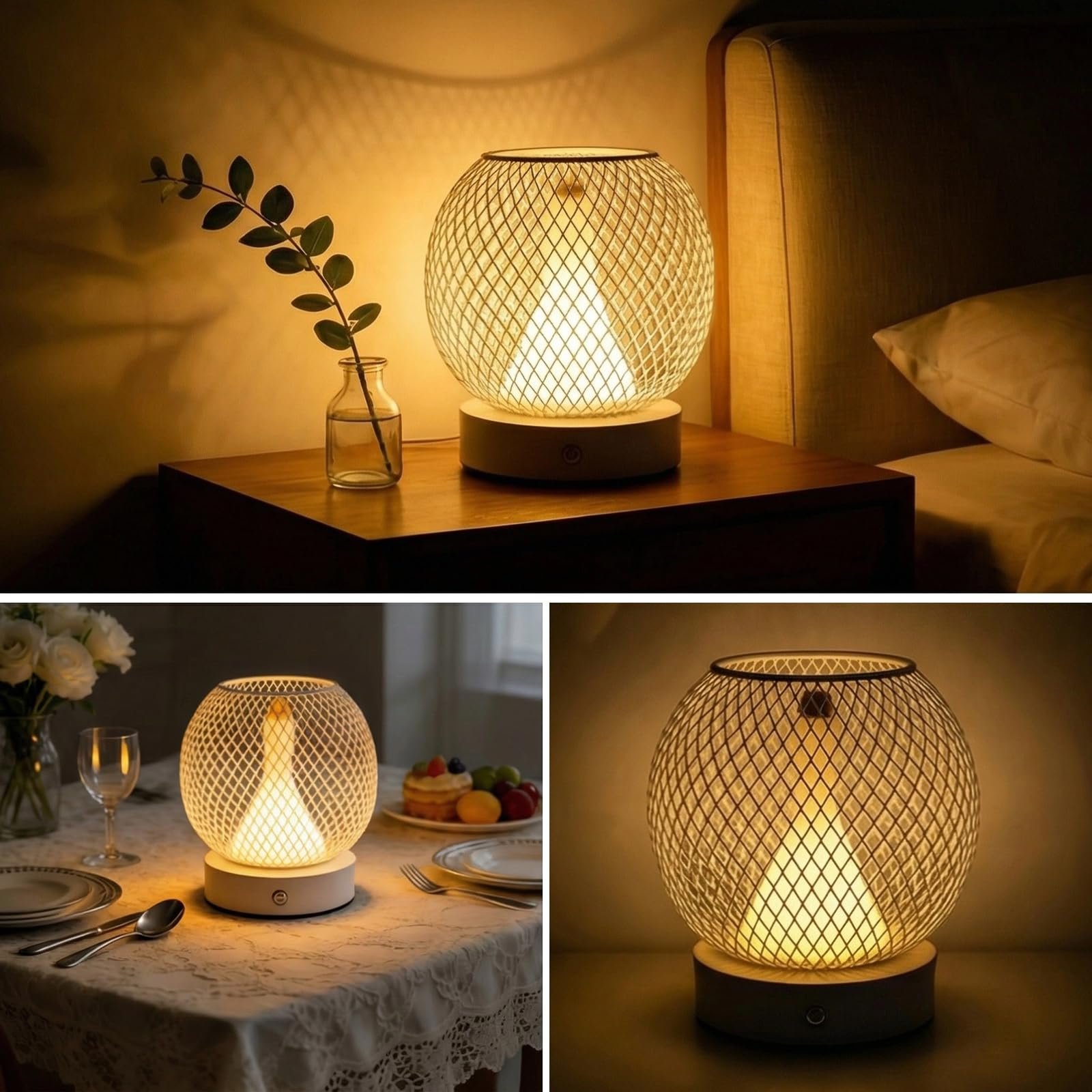 Настільна лампа Metal Cage LED сенсорна акумуляторна 3000K/4500K/6000K, фото №7