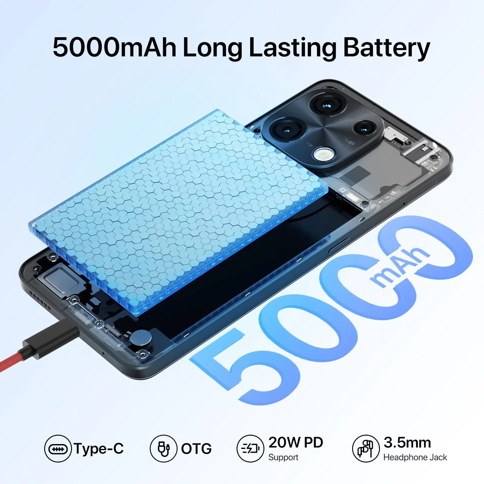 Смартфон UMIDIGI Note 100 6.8" 120Hz Octa-Core 12GB (6+6) RAM 128GB ROM 50MP NFC 5000mAh Dual SIM, фото №5 Смартфон UMIDIGI Note 100 6.8" 120Hz Octa-Core 12GB (6+6) RAM 128GB ROM 50MP NFC 5000mAh Dual SIM, фото №5